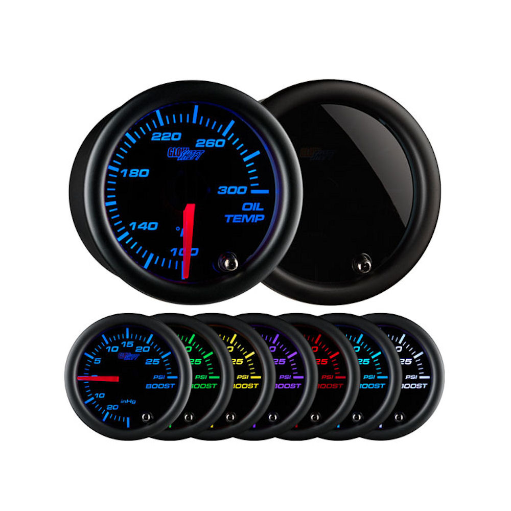 Glowshift Performance Analog Gauge for Engine Oil Temperature