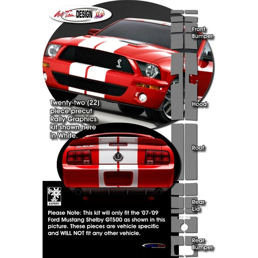 Aufkleber - Rally Stripes (01) 07-09 Shelby GT500 Cabrio