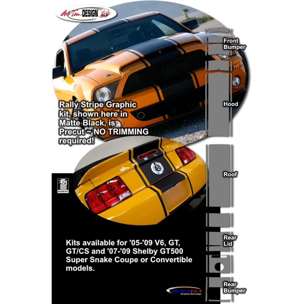 Aufkleber - Rally Stripes (01) 07-09 Shelby GT500 Super Snake