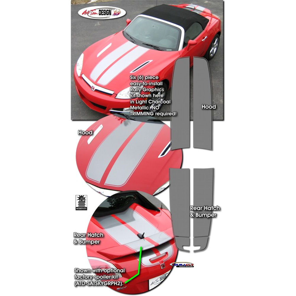 Rally Streifen Aufkleber von ATD für 2007-2010 Saturn Sky und Opel GT
