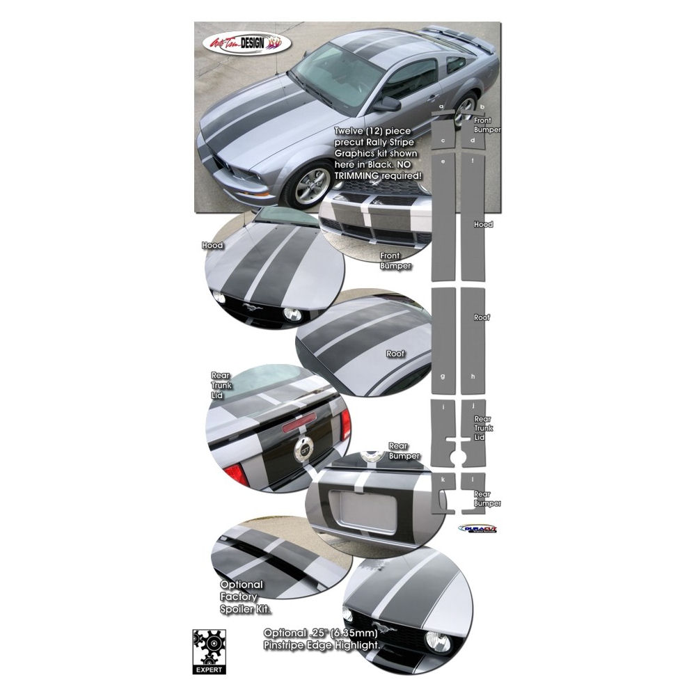 Aufkleber - Rally Stripes (02) 05-09 Ford Mustang GT Coupe