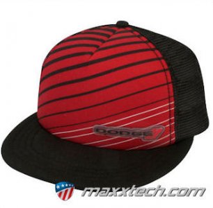 Black/Red Dodge Flat Bill Mesh Baseball Cap/Hat