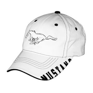 White Ford Mustang Bill Edge 3D Pony Baseball Cap/Hat