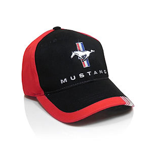 Black/Red Ford Mustang Tribar Cotton Baseball Cap/Hat