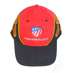 Red MaxxTech Performance Baseball Cap with Flames Decor