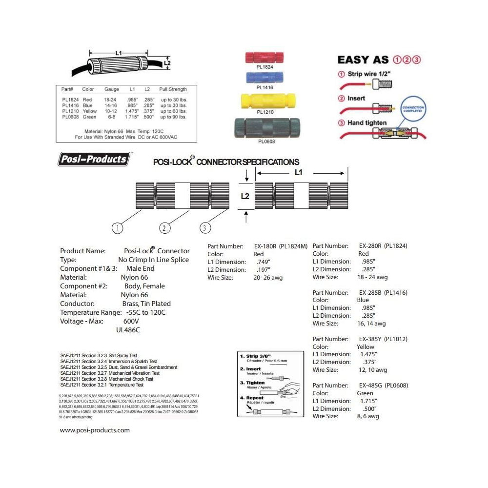 Posi Lock InLine Cable Connectors from Posi Products (9 pieces)