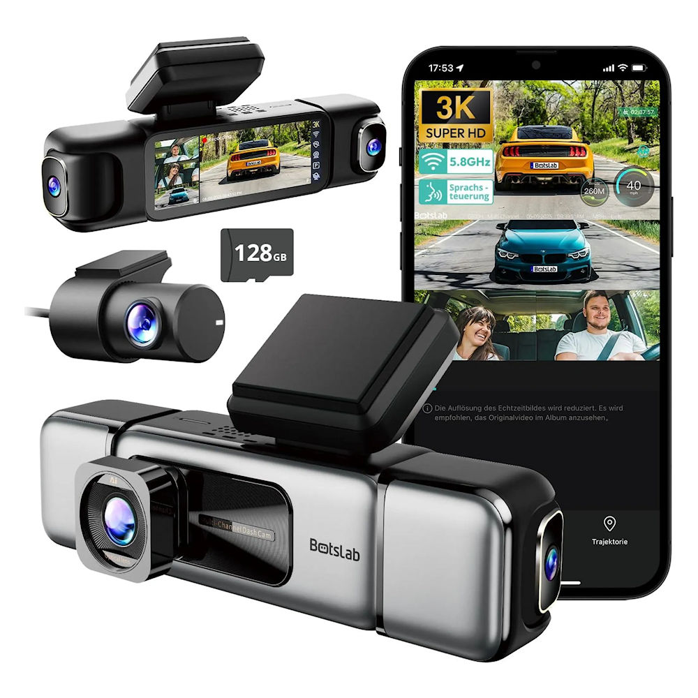 Dashcam 3K 4-Kanal (Starvis/GPS/Wifi/ADAS/5G) 128GB