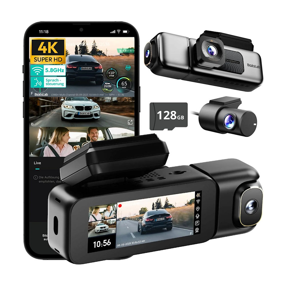 Dashcam 4K 3-Kanal (Starvis/GPS/Wifi/ADAS/5G) 128GB