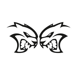 2x Dodge Hellcat Decals in silver (1x RH 1x LH) 76x76mm