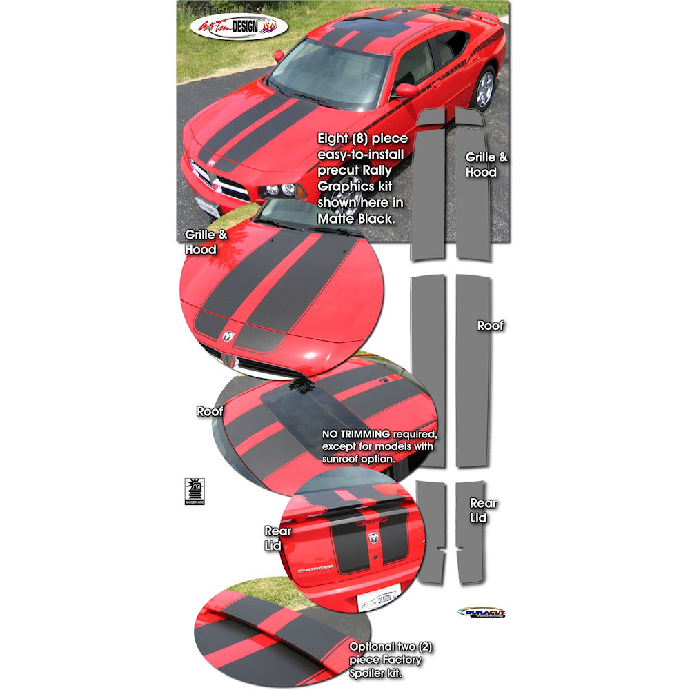 Decals - Rally Stripes (01) 06-10 Dodge Charger SRT8