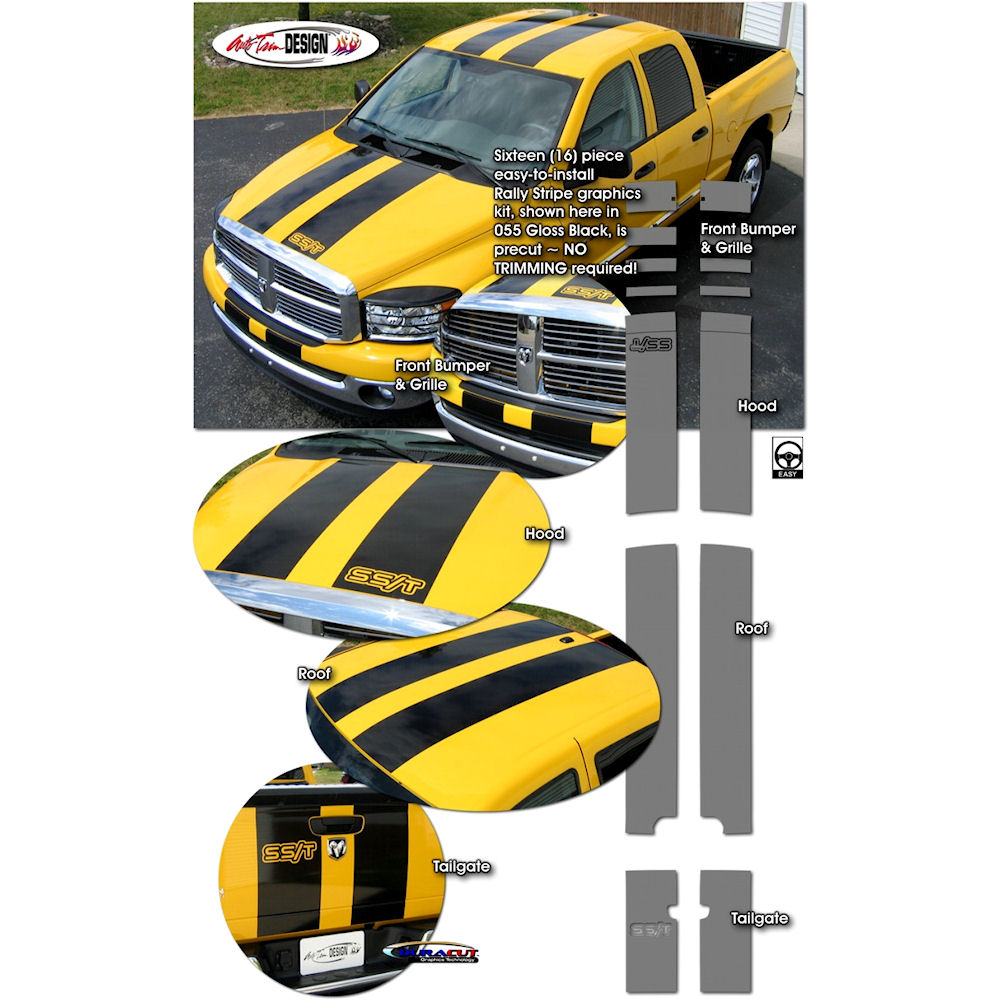 Decals - Rally Stripes (03) 06-08 Dodge RAM Quad