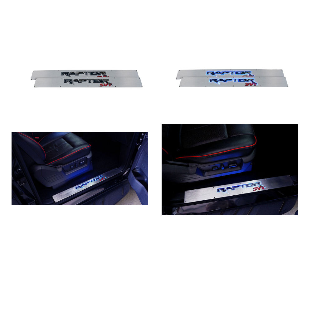 RECON FORD F150 ILLUMINATED DOOR SILLS IN BRUSHED ALUMINUM w// BLUE LIGHTS 09-14