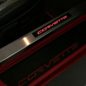Corvette C6 Door Sill Plates King Penn with Logo and LED Illumination