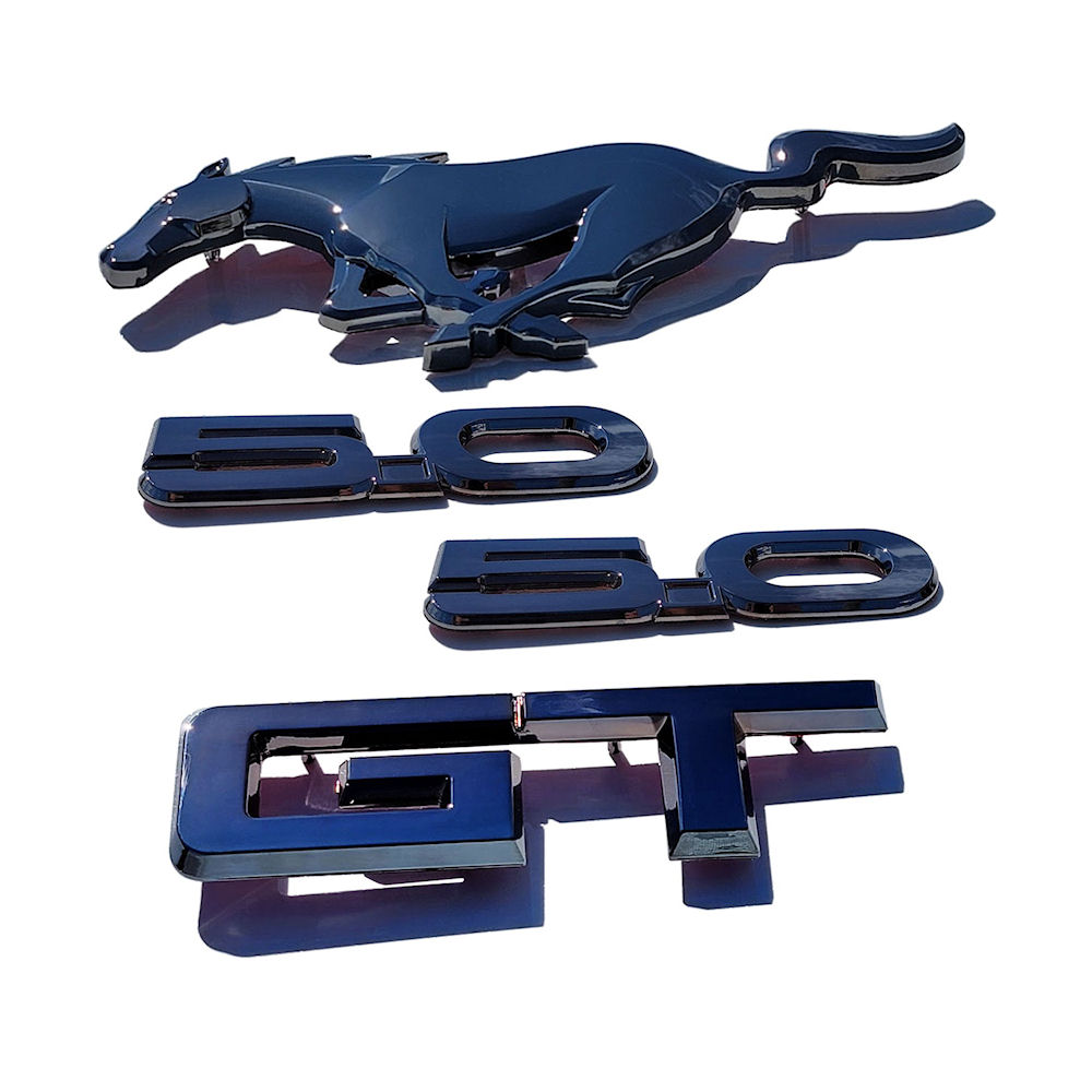Emblem-Set aus Kunststoff (Schwarz Chrom) für 2015-2022 Ford Mustang GT