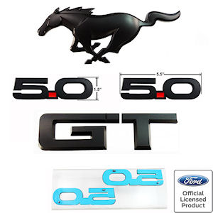Emblem-Set aus Kunststoff (glanzschwarz) für 2015-2022 Ford Mustang GT Emblem-Set aus Kunststoff (glanzschwarz) für 2015-2022 Ford Mustang GT