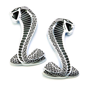 2x Ford Racing Fender Emblems Shelby SVT Tiffany Snake