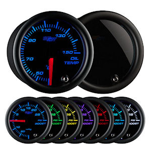 Glowshift Auxiliary Gauge Engine Oil Temperature Metric