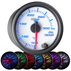 Glowshift Auxiliary Gauge Engine Oil Temperature white
