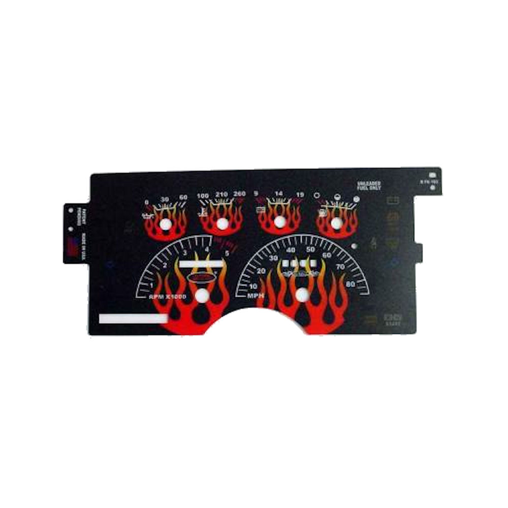 Gauge Face Reverse Flames (Black) 92-94 GM Trucks/SUV