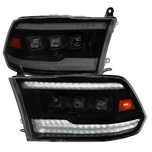 Black Full-LED Projector Headlights LH/RH for 2009-2018 Dodge RAM Trucks