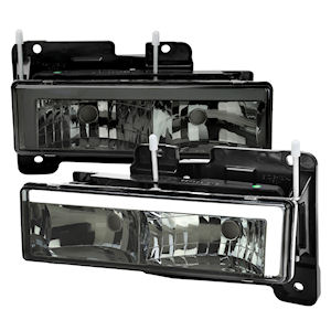Chrome Halogen Headlights with LED Strip for 1988-99 Ch