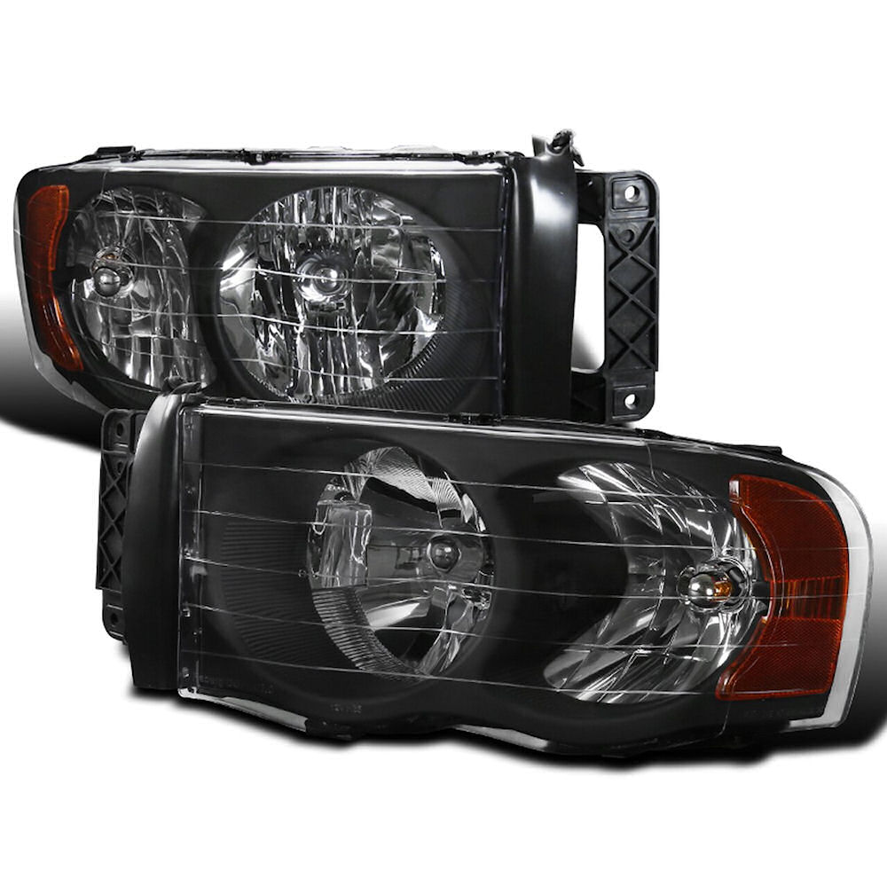 Headlights Halogen (black) 02-05 Dodge RAM