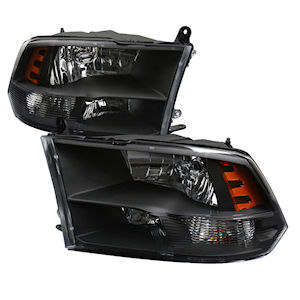 Black Halogen Headlights LH/RH for 2009-2018 Dodge RAM Trucks