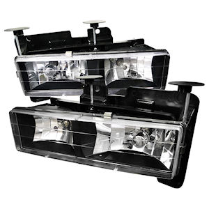 Black Halogen Headlights for 1988-1999 Chevrolet C/K Trucks Tahoe Suburban