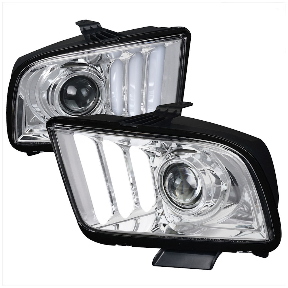 Headlights Projector LED Bars (black) 05-09 Ford Mustang