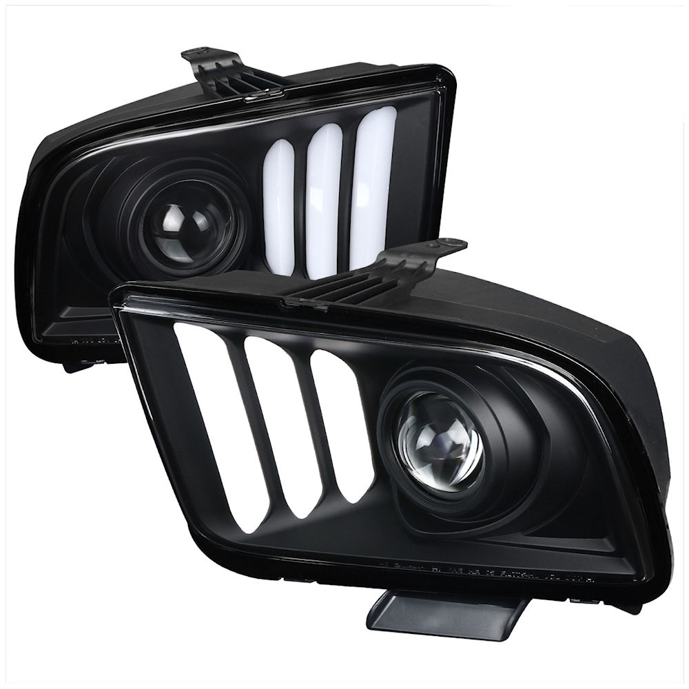 Headlights Projector LED Bars (black) 05-09 Ford Mustang