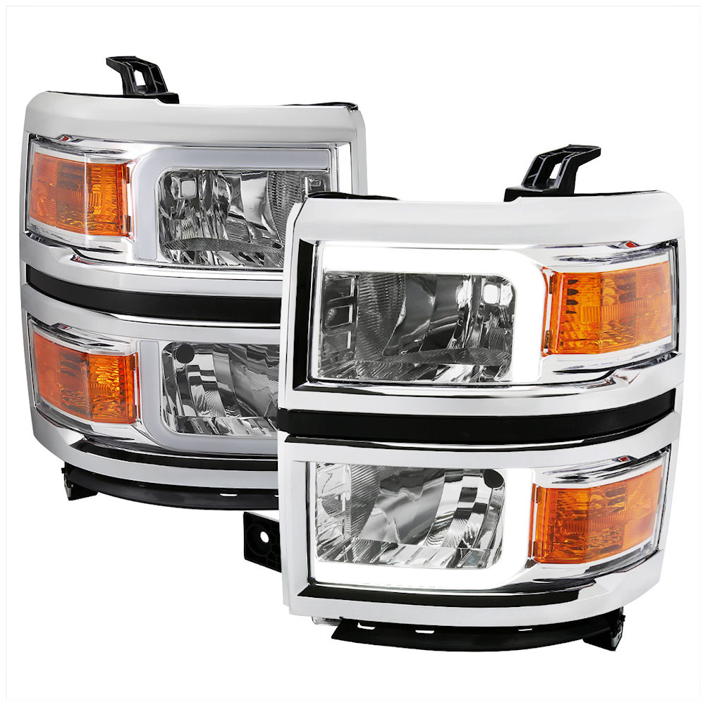 Headlights Projector LED (Chrome) 14-15 Chevy Silverado 1500