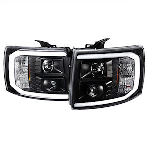 Black Projector Headlights with LED Bar for 2007-2013 C