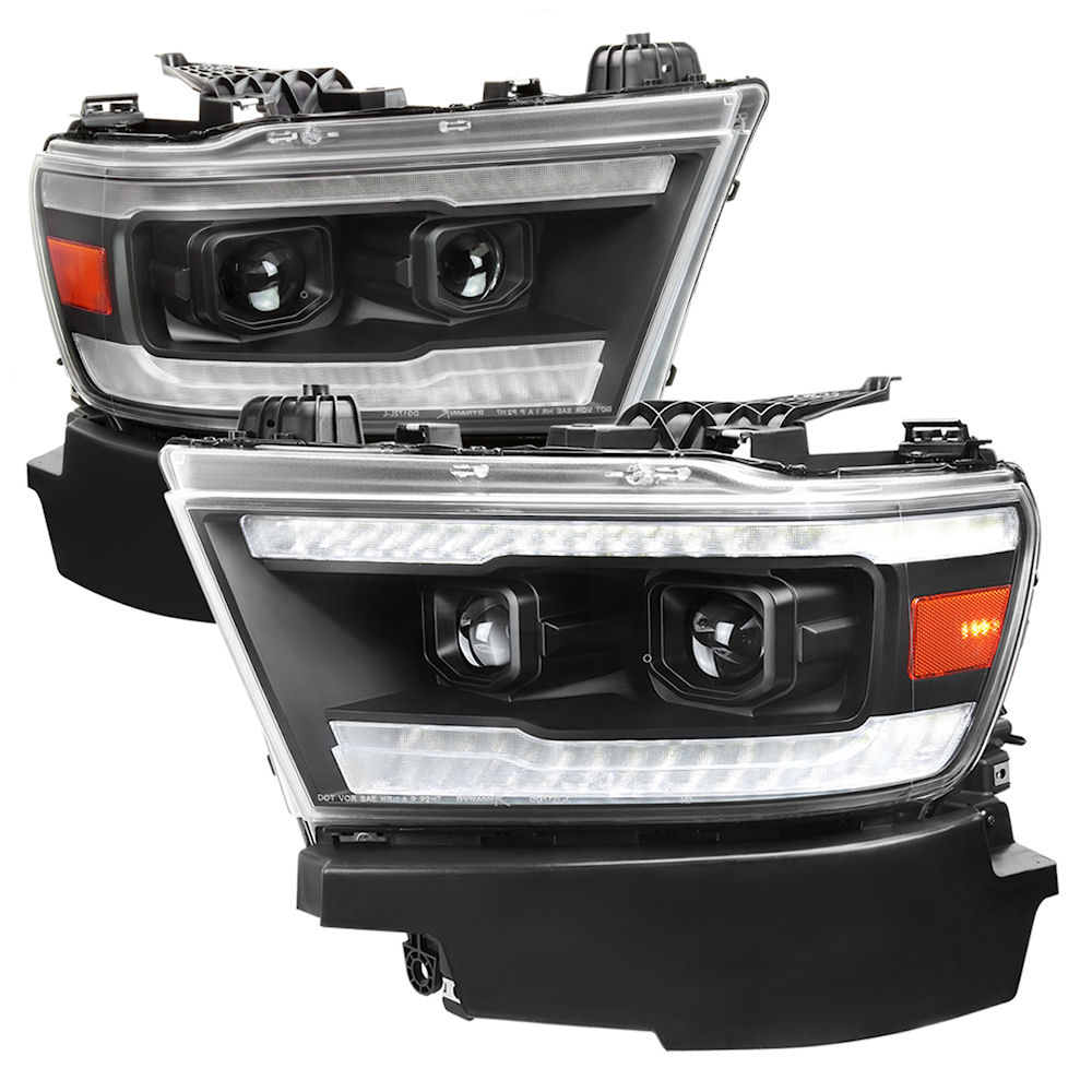 Headlights Projector LED (black) 19-22 Dodge RAM 1500
