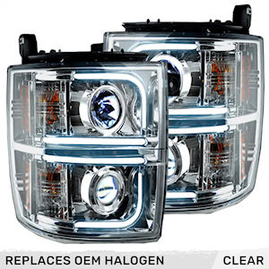 Recon OLED Headlights Chrome for 14-15 Chevy Silverado