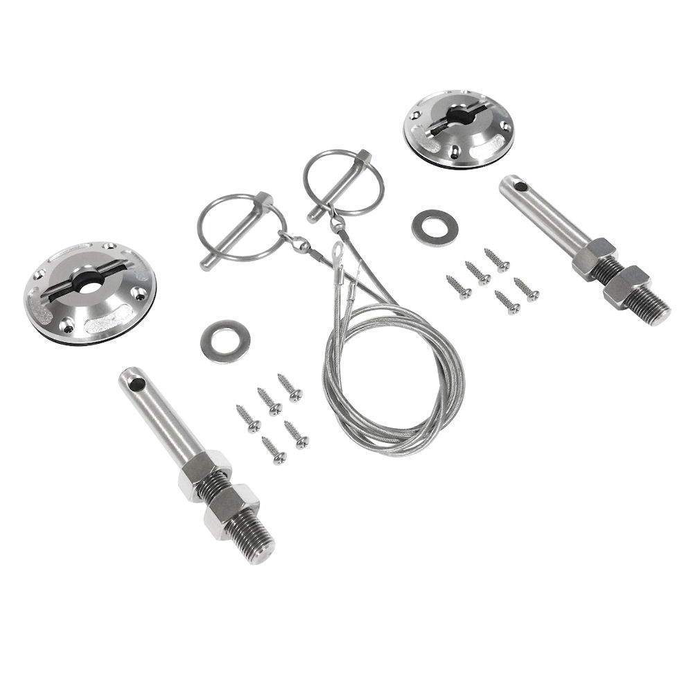 Hood Pin Kit Billet (polished) 15-23 Ford Mustang