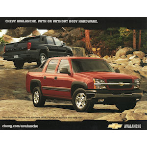 New Car Detail Card about the 2002 Chevrolet Avalanche