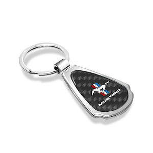 Chrome Key Chain with Carbon Fiber for Ford Mustang
