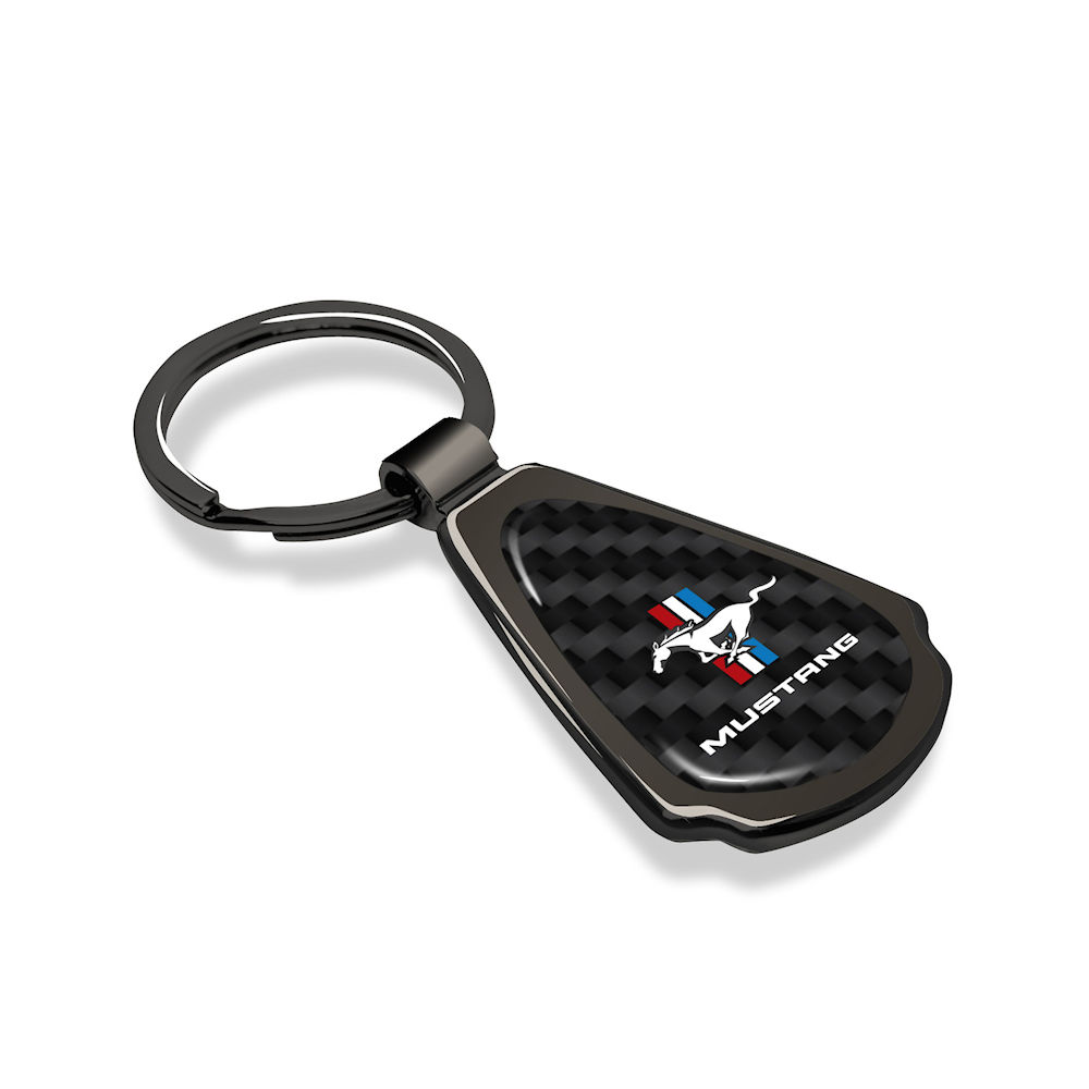 Key Chain - Metal with Carbon (black) Ford Mustang Tribar