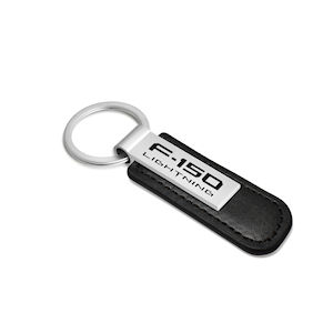 Black PU Leather Silver Ring Key Chain F-150 Lightning
