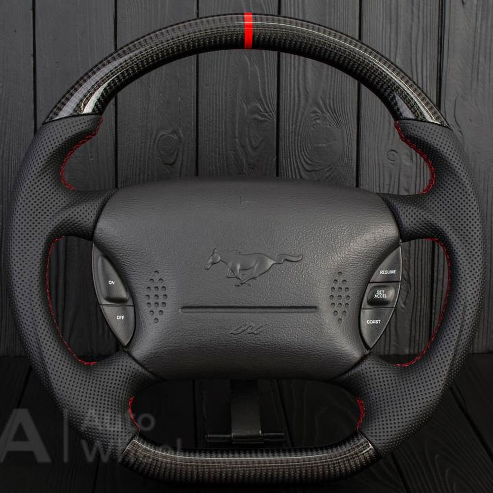 Lenkrad (Leder/Karbon/Rot) 94-04 Ford Mustang