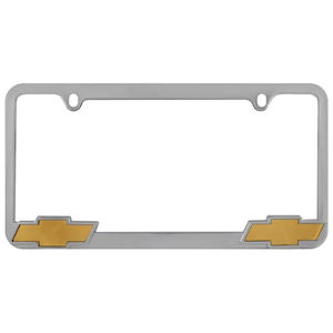 Chrome USA License Plate Frame with Chevy Bowtie Logo