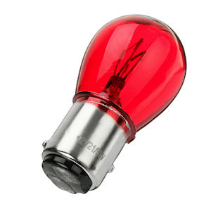 Red Glass Light Bulb Type 1157 with Bayonet Base Bay15d (12V)