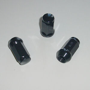 1x Schwarze Radmutter 1/2 Zoll 19mm Bulge Acorn 42mm
