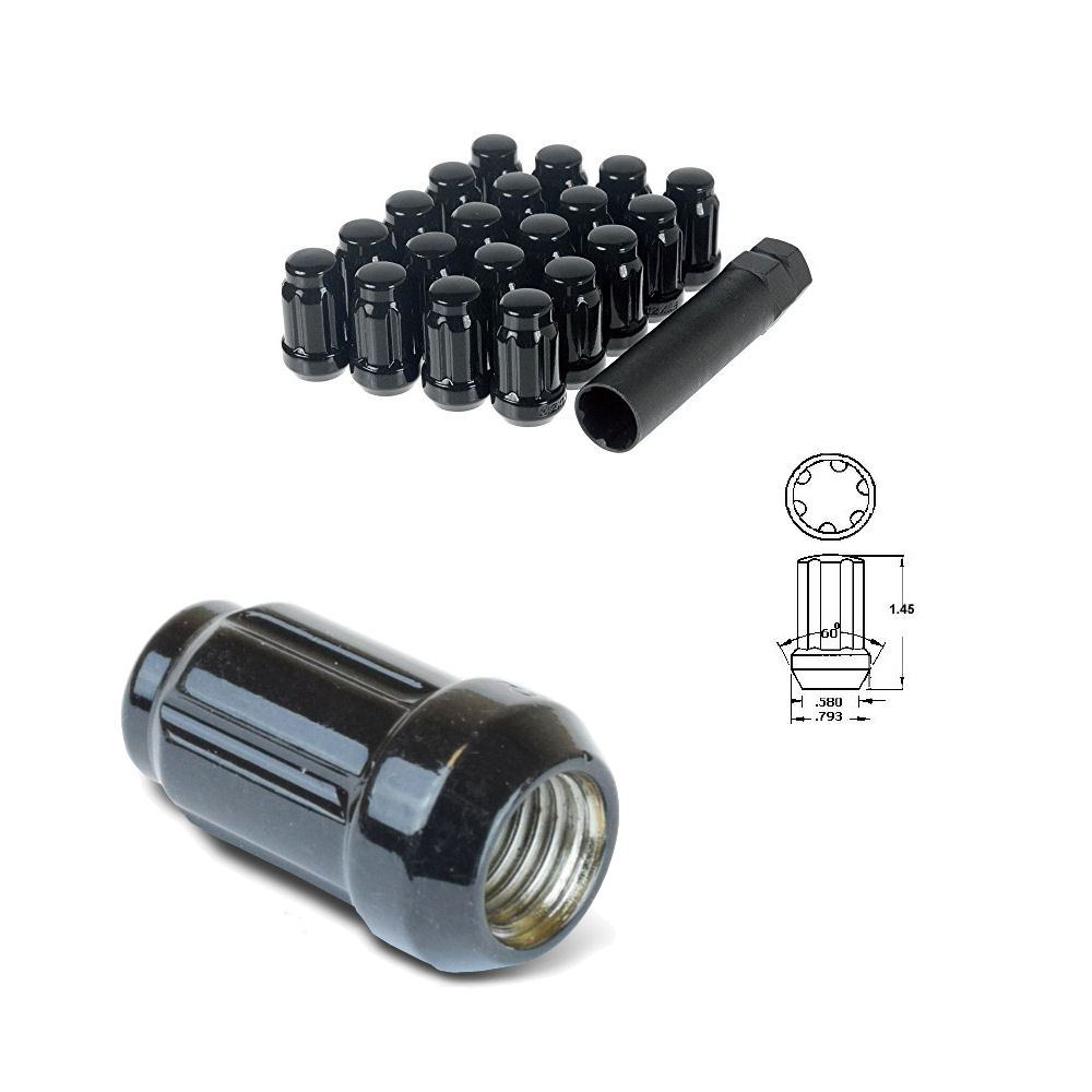 Radmutter-Set 12x1.5 Spline 3/4 20x (schwarz) 35mm