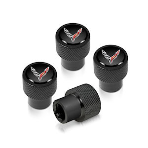 Schwarze Reifenventilkappen für 20-25 Chevy Corvette C8 Schwarze Reifenventilkappen für 20-25 Chevy Corvette C8
