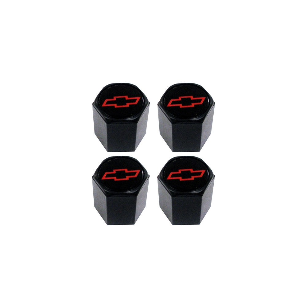 Reifen-Ventilkappen (schwarz) Chevy Bowtie rot
