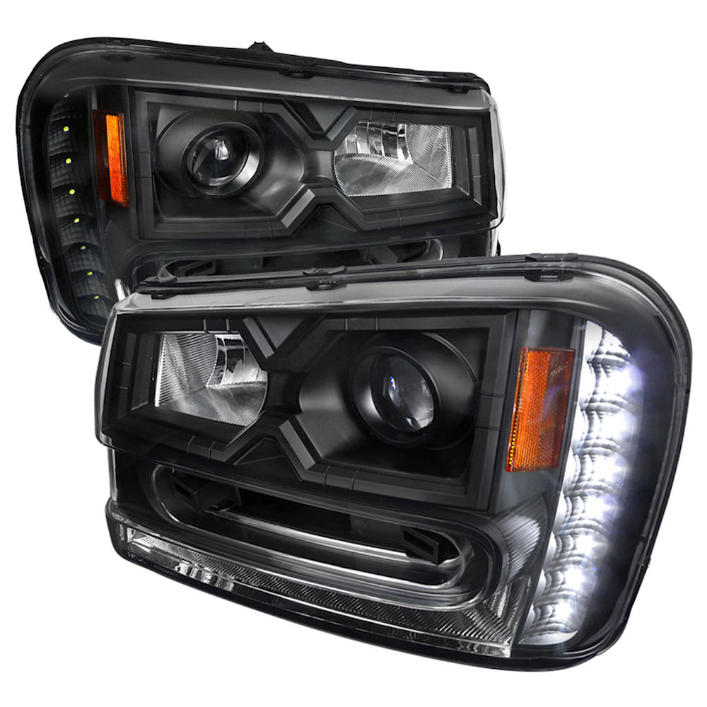 111127 | Anzo USA Projector Headlights w/ RX Halo Black (2002-2009 Trailblazer