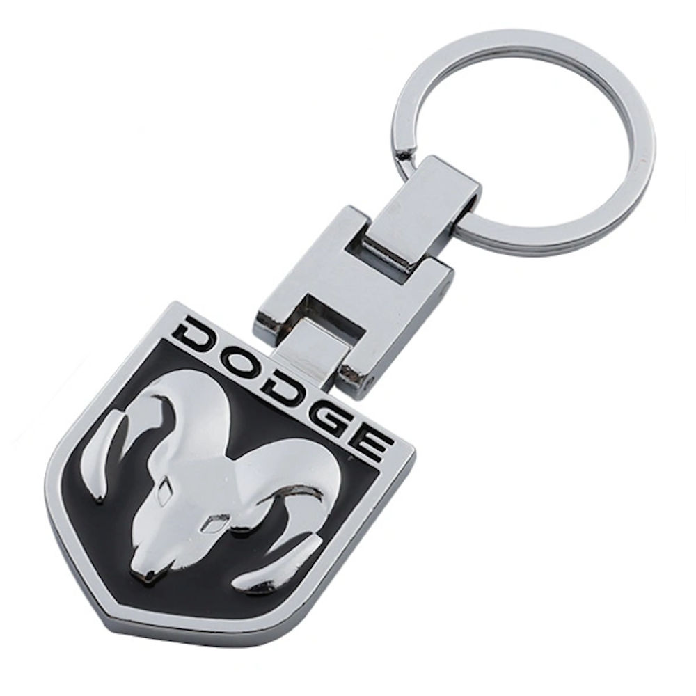 Metall-Schlüsselanhänger rot//silber mit Dodge Emblem