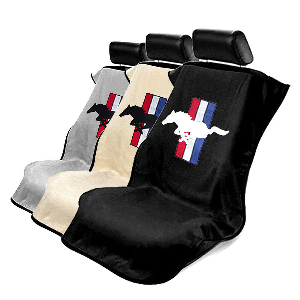 Seat Armour Universal Black Towel Front Seat Cover for Mustang Pony Tribar