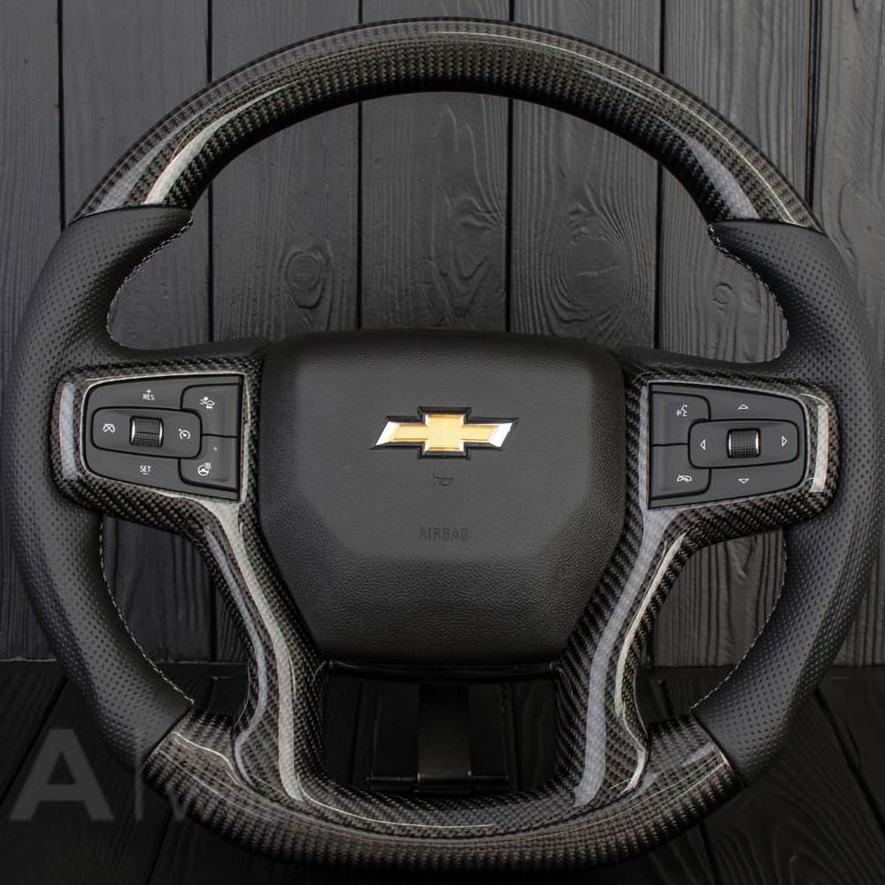 Steering Wheel (Leather/Carbon) 19-26 Chevy Silverado